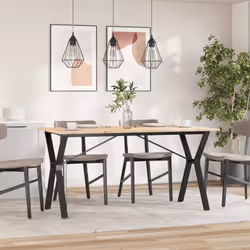 vidaXL Tavolo da Pranzo Telaio a Y 140x80x75 cm Legno Pino e Acciaio - Vista aggiuntiva 3