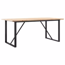 vidaXL Tavolo da Pranzo Telaio a O 180x90x75,5 cm Legno Pino e Acciaio - Vista aggiuntiva 2