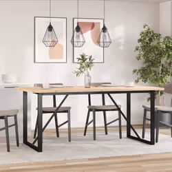 vidaXL Tavolo da Pranzo Telaio a O 180x90x75,5 cm Legno Pino e Acciaio - Vista aggiuntiva 3