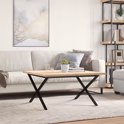 vidaXL Tavolino Salotto Telaio a X 90x90x45,5 cm Legno Pino e Acciaio - Vista aggiuntiva 3