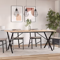 vidaXL Tavolo da Pranzo Telaio a X 180x90x75,5 cm Legno Pino e Acciaio - Vista aggiuntiva 3