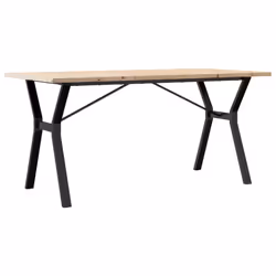 vidaXL Tavolo da Pranzo Telaio a Y 160x80x75,5 cm Legno Pino e Acciaio - Vista aggiuntiva 2