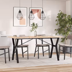 vidaXL Tavolo da Pranzo Telaio a Y 160x80x75,5 cm Legno Pino e Acciaio - Vista aggiuntiva 3