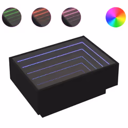 vidaXL Tavolino Salotto con LED Nero 70x50x30 cm Legno Multistrato - Vista aggiuntiva 2