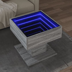 vidaXL Tavolino Salotto con LED Grigio Sonoma 50x50x45 cm Multistrato