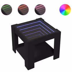 vidaXL Tavolino Salotto con LED Nero 53x53x45 cm Legno Multistrato - Vista aggiuntiva 2