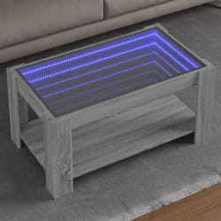 Tavolino Salotto con led Grigio Sonoma 93x53x45 cm Multistrato Vidaxl 580690