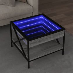 vidaXL Tavolino da Salotto con LED Infinity Grigio Sonoma 50x50x38 cm