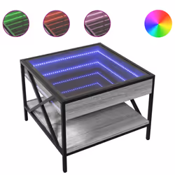 vidaXL Tavolino da Salotto con LED Infinity Grigio Sonoma 50x50x38 cm - Vista aggiuntiva 2