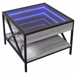 vidaXL Tavolino da Salotto con LED Infinity Grigio Sonoma 50x50x38 cm - Vista aggiuntiva 3