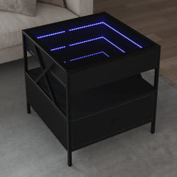 vidaXL Tavolino da Salotto con LED Infinity Nero 50x50x51 cm