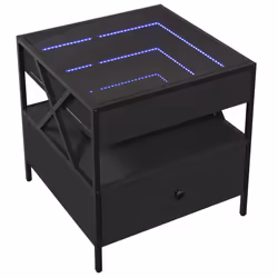 vidaXL Tavolino da Salotto con LED Infinity Nero 50x50x51 cm - Vista aggiuntiva 3