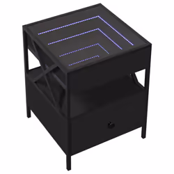 vidaXL Tavolino da Salotto con LED Infinity Nero 40x40x51 cm - Vista aggiuntiva 3
