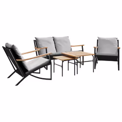 vidaXL Set Mobili da Balcone 5 pz con Cuscini Nero in Acciaio - Vista aggiuntiva 2