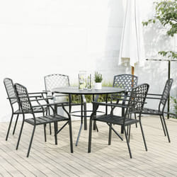 Set Sedie Giardino Impilabili 7pz Antracite Acciaio Verniciato - Vidaxl