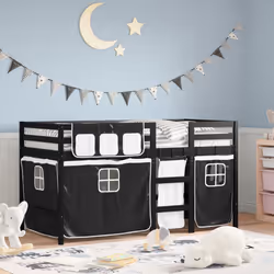VidaXL 3283823 lettino per bambini Nero, Bianco Poliestere