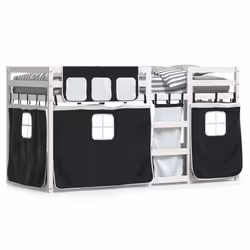 vidaXL Letto a Castello senza Materasso Bianco e Nero 90x200cm in Pino - Vista aggiuntiva 2