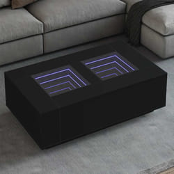 vidaXL Tavolino da Salotto con LED Infinity Nero 116x69x40 cm