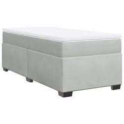 vidaXL Giroletto a Molle con Materasso Grigio Chiaro 90x200 cm Velluto - Vista aggiuntiva 2