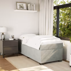 vidaXL Giroletto a Molle con Materasso Grigio Chiaro 90x200 cm Velluto - Vista aggiuntiva 3