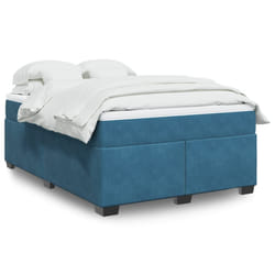 vidaXL Giroletto a Molle con Materasso Blu Scuro 140x200 cm in Velluto