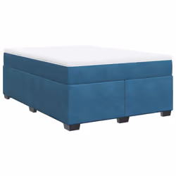 vidaXL Giroletto a Molle con Materasso Blu Scuro 140x200 cm in Velluto - Vista aggiuntiva 2