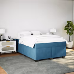 vidaXL Giroletto a Molle con Materasso Blu Scuro 140x200 cm in Velluto - Vista aggiuntiva 3