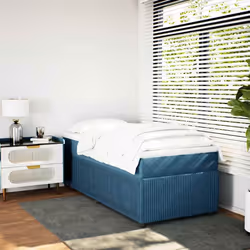 vidaXL Giroletto a Molle con Materasso Blu Scuro 80x200 cm in Velluto - Vista aggiuntiva 3