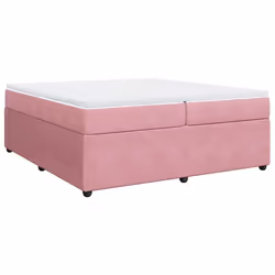 vidaXL Giroletto a Molle con Materasso Rosa 200x200 cm in Velluto - Vista aggiuntiva 2