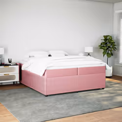 vidaXL Giroletto a Molle con Materasso Rosa 200x200 cm in Velluto - Vista aggiuntiva 3