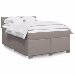 vidaXL Giroletto a Molle con Materasso Tortora 140x190 cm in Tessuto - Vista aggiuntiva 2