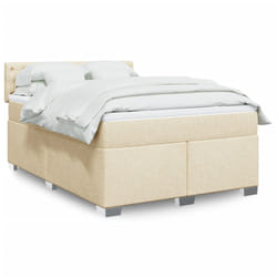 vidaXL Giroletto a Molle con Materasso Crema 140x19 cm in Tessuto