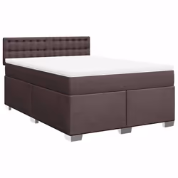 vidaXL Giroletto a Molle con Materasso Marrone Scuro 140x190cm Tessuto - Vista aggiuntiva 2