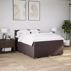 vidaXL Giroletto a Molle con Materasso Marrone Scuro 140x190cm Tessuto - Vista aggiuntiva 3