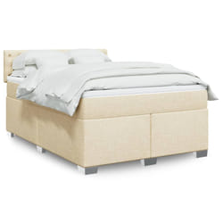 vidaXL Giroletto a Molle con Materasso Crema 140x200 cm in Tessuto