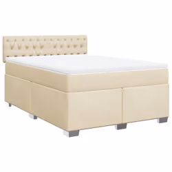 vidaXL Giroletto a Molle con Materasso Crema 140x200 cm in Tessuto - Vista aggiuntiva 2