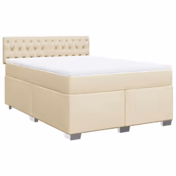 vidaXL Giroletto a Molle con Materasso Crema 160x200 cm in Tessuto - Vista aggiuntiva 2