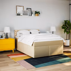 vidaXL Giroletto a Molle con Materasso Crema 160x200 cm in Tessuto - Vista aggiuntiva 3