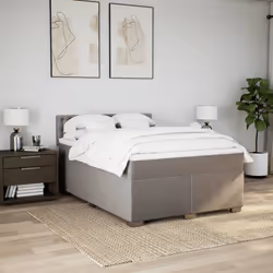vidaXL Giroletto a Molle con Materasso Tortora 160x200 cm in Tessuto - Vista aggiuntiva 3