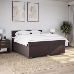 vidaXL Giroletto a Molle con Materasso Marrone Scuro 200x200cm Tessuto - Vista aggiuntiva 3