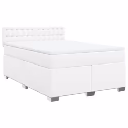 vidaXL Giroletto a Molle con Materasso Bianco 160x200 cm in Similpelle - Vista aggiuntiva 2