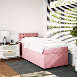 vidaXL Giroletto a Molle con Materasso Rosa 80x200 cm in Velluto - Vista aggiuntiva 3