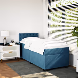 vidaXL Giroletto a Molle con Materasso Blu Scuro 90x190 cm in Velluto - Vista aggiuntiva 3