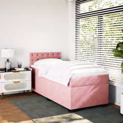 vidaXL Giroletto a Molle con Materasso Rosa 90x190 cm in Velluto - Vista aggiuntiva 3
