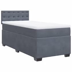 vidaXL Giroletto a Molle con Materasso Grigio Scuro 90x200 cm Velluto - Vista aggiuntiva 2