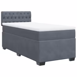 vidaXL Giroletto a Molle con Materasso Grigio Scuro 100x200 cm Velluto - Vista aggiuntiva 2