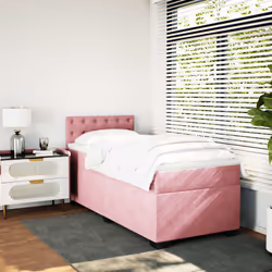 vidaXL Giroletto a Molle con Materasso Rosa 100x200 cm in Velluto - Vista aggiuntiva 3