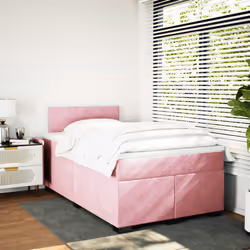 vidaXL Giroletto a Molle con Materasso Rosa 120x200 cm in Velluto - Vista aggiuntiva 3
