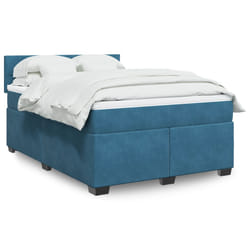 vidaXL Giroletto a Molle con Materasso Blu Scuro 140x190 cm in Velluto