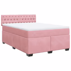 vidaXL Giroletto a Molle con Materasso Rosa 140x190 cm in Velluto - Vista aggiuntiva 2